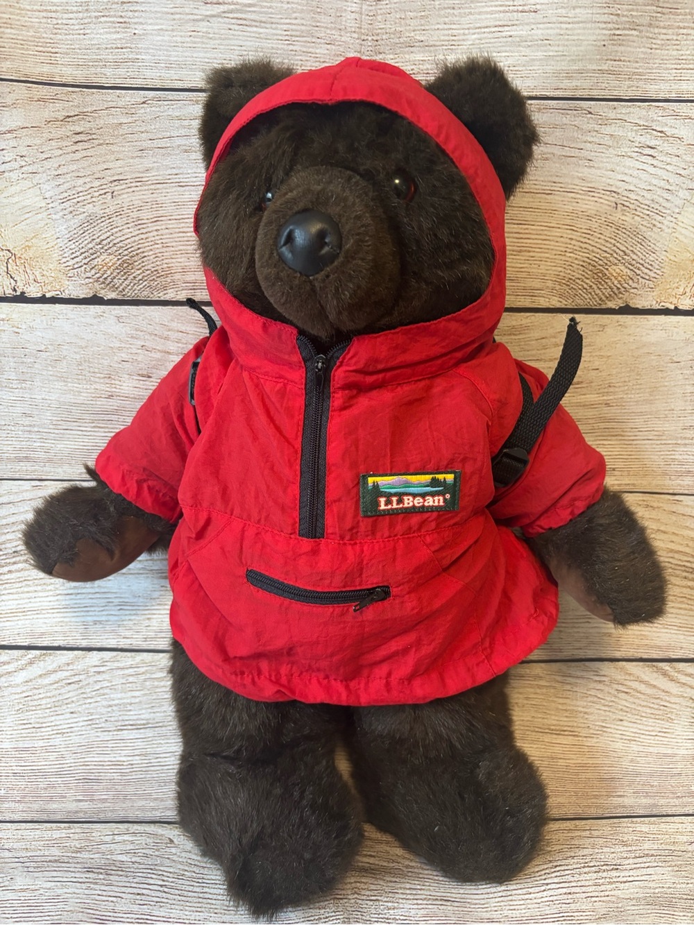 Vintage LL Bean Bear with windbreaker and backpack- made in Korea!